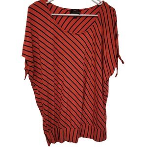 FENN WRIGHT MANSON Womens XL Orange Black Stripe Dolman Sleeve Tie Detail Tunic